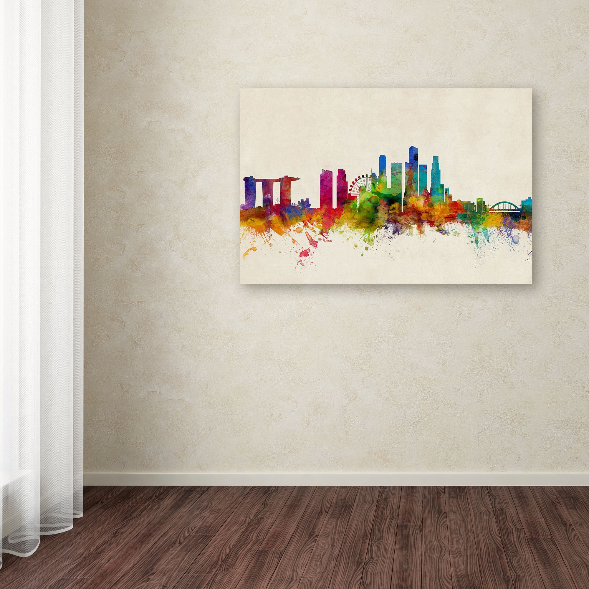 Trademark Fine Art "Singapore Skyline" Canvas Art by Michael Tompsett