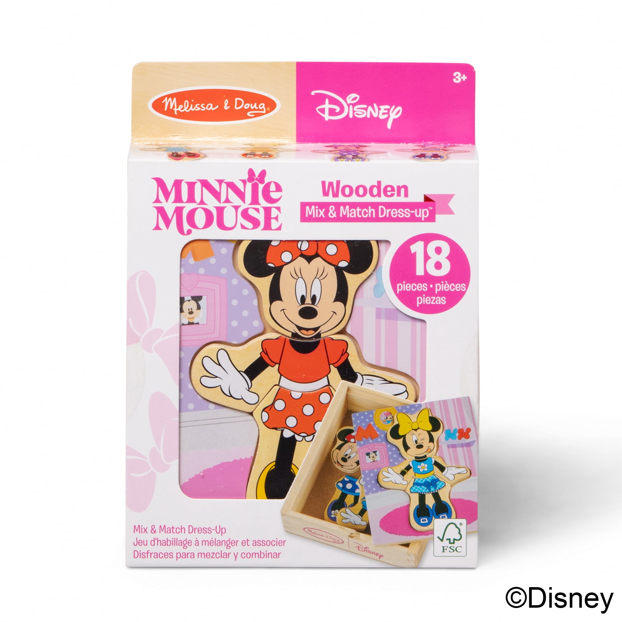 Melissa & Doug Disney Minnie Mouse Mix and Match Dress-Up Wooden Play Set Puzzle (18 pcs)