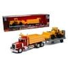 NEW RAY 1:32 LONGHAULER - PETERBILT MODEL 379 DUMP TRUCK WITH FLATBED TRAILER AND BACKHOE TRACTOR SS-10673