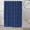 thumbnail image 5 of Fabric Shower Curtain, Boho White Striped Farmhouse Style Navy Blue Bathroom Curtain with 12 Hooks Waterproof No Bad Odor Machine Washable Bath Curtains for Bathroom, Spa Room, 60"x72", 5 of 6
