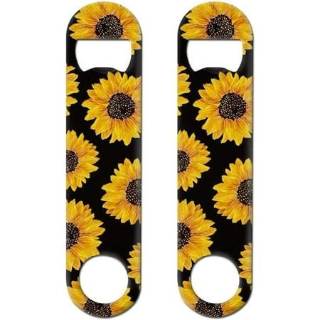 

2 Pack Stainless Steel Flat Bottle Opener Beautiful Yellow Sunflowers Beer Openers for Kitchen Bar or Restaurant