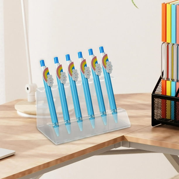 Penitue 2 Pièces Présentoir à Stylos, Présentoir à Stylos Transparent 6 Emplacements Support Crayons En Acrylique Rangement Pour Pinceaux De Maquillage, Facile Installer Fournitures De Bureau
