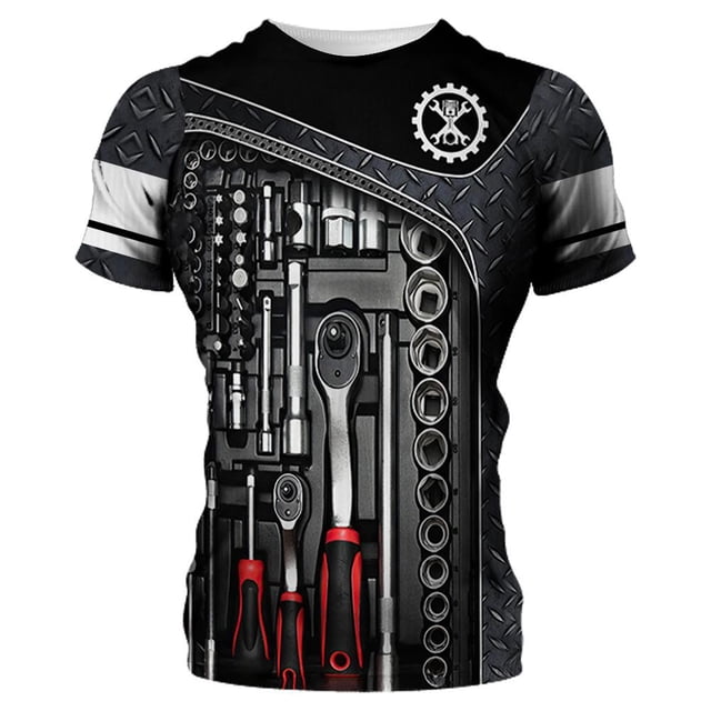 Camisetas De Máquina De Verano Para Hombre , Mecánico De Moda 3D , Tops De Impresión All Over Unisex , Sueltas , Camisas Deportivas Casuales , 6XL