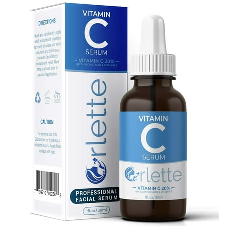 Orlette Vitamin C Serum For Face - With Hyaluronic Acid & Vit E - Skin Treatment Formula - Natural Anti Aging Moisturizer, Facial Acne Removal - Wrinkles, Dark Circles, Scar, Pore