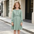 thumbnail image 2 of WXFAZCVU Girls Long Sleeve Dress Crewneck Casual Party Dresses Kids Back to School Outfits Size 10-11 Years, 2 of 5