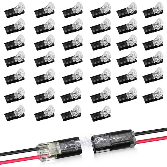 2 Pin LED Strip Light Connectors - Double-Wire Plug-in Connector with Locking Buckle (Low Voltage)