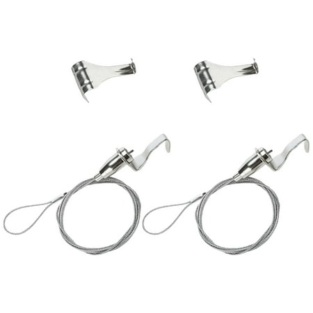 

Kelingqi 2Pcs Picture Hanging Kit Picture Rail Hook and Wire Adjustable Stainless Steel Picture Molding Hanger