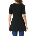 thumbnail image 3 of INSPIRE CHIC Women's Summer Front Knotted V Neck Blouse Short Sleeve Oversized Tunic Tops Solid Pullover T Shirt XL Black, 3 of 6