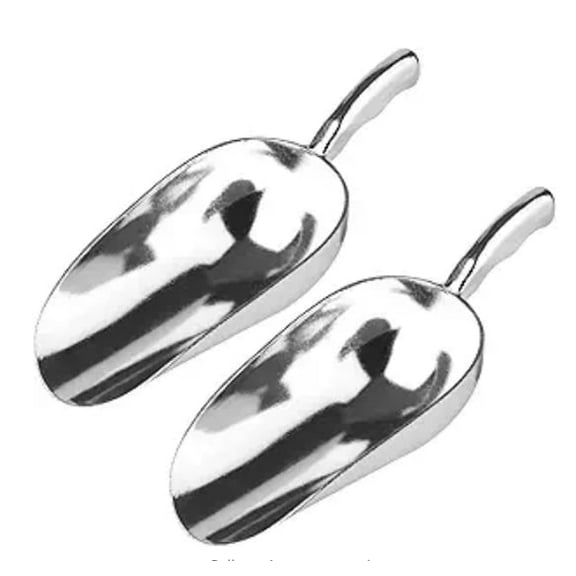 2 Pcs Metal Ice Scoop，Kitchen Ice Scooper for Ice Maker,Stainless Steel Small Ice Scooper for Freezer，Kitchen Gadgets Cookie Flour Pet Dog Food Scoop