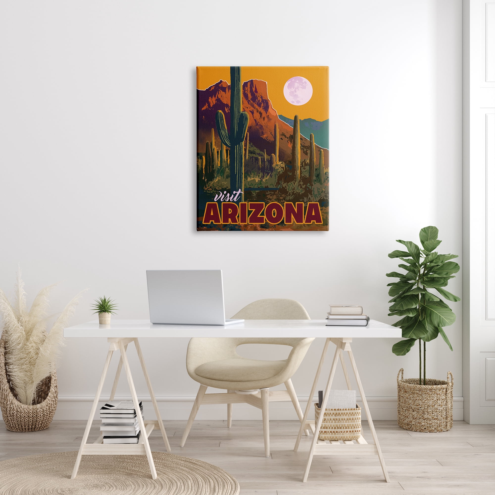 Stupell Industries Visit Arizona Brilliant Desert Sky Arid Vegetation Graphic Art Gallery Wrapped Canvas Print Wall Art, Design by David Owens Illustration