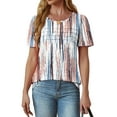 thumbnail image 2 of Fantaslook Women Blouses Dressy Casual Summer Short Sleeve Shirts Crew Neck Pleated Tunic Tops, 2 of 8