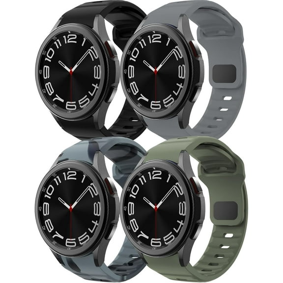 Rugged No Gap Silicone Watch Band for Samsung Galaxy Watch 7 FE 6 5 4 Band 44mm 40mm/Galaxy Watch 6 Classic Bands 47mm 43mm/Galaxy Watch 5 Pro 45mm/Watch 4 Classic 46mm 42mm,Sport bands Men Women