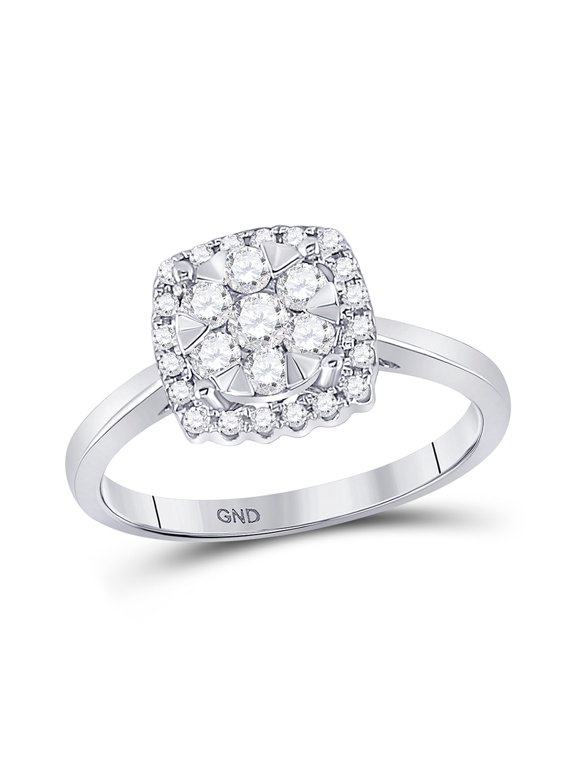 10kt White Gold Womens Round Diamond Right-Hand Cluster Ring 1/2 Cttw