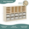 thumbnail image 3 of Guidecraft EdQ Shelves and 10 Bin Storage Unit 30" Natural: Wooden Bookcase with Compartments for Kids' Toys and Books in Playroom, 3 of 5