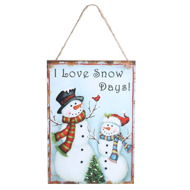 Christmas Snowman Pattern Hanging Wooden Plaque Board Pendant for Christmas Decoration