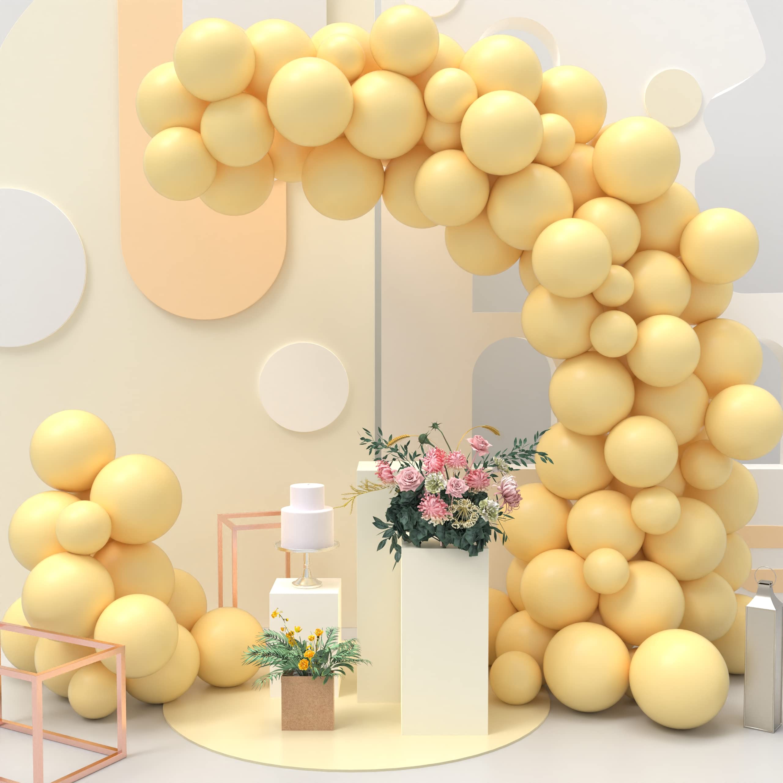 JOYYPOP Yellow Balloons 90pcs Light Yellow Balloon Garland Arch Kit 12inch+5inch Pastel Yellow