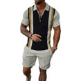 thumbnail image 3 of men's short sets outfits 2 piece summer tracksuit short sleeve polo shirt and shorts set casual sport suit, 3 of 4