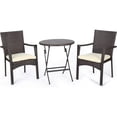 thumbnail image 2 of Outdoor table and chairs Patio Rattan Bistro Set, All Weather Resistant Wicker, 3 PCS Set of Garden Table and Chairs with Arms foldable, 2 of 6