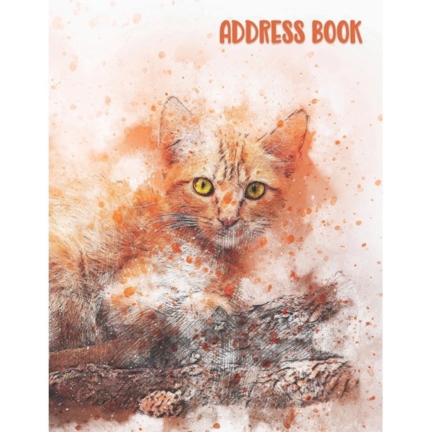 Address Book Large Print with Tabs Tabby Cat Telephone Address Books ( 8.5 x 11 ) Record