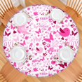 thumbnail image 2 of Pink Breast Cancer Round Fitted Tablecloth with Elastic Edge,Dining Table Cover Waterproof,Outdoor Round Tablecloth for Camping,Dining,Indoor and Outdoor, 2 of 7