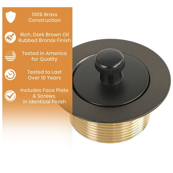 100% Brass Lift and Turn Bathtub Drain - Oil Rubbed Bronze Finish - Bathtub Conversion Kit - Handyman Designed & Quality Tested - Will Fit All Bathtub Drains