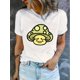thumbnail image 1 of Camisetas con estampado para mujer, camisetas de manga corta de verano 2025, blusas casuales con cuello redondo para adolescentesWomen's Casual Crew Neck T-Shirt with Smiling Mushroom Print, Polyes, 1 of 6