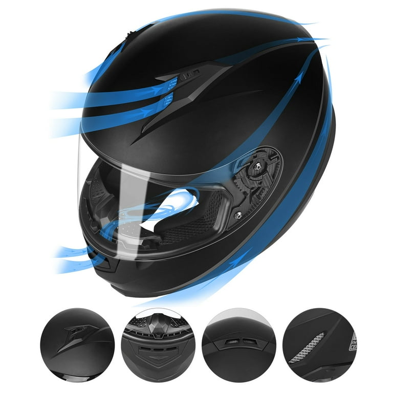 GLX GX11 Compact Lightweight Full Face Motorbike Road Helmet with