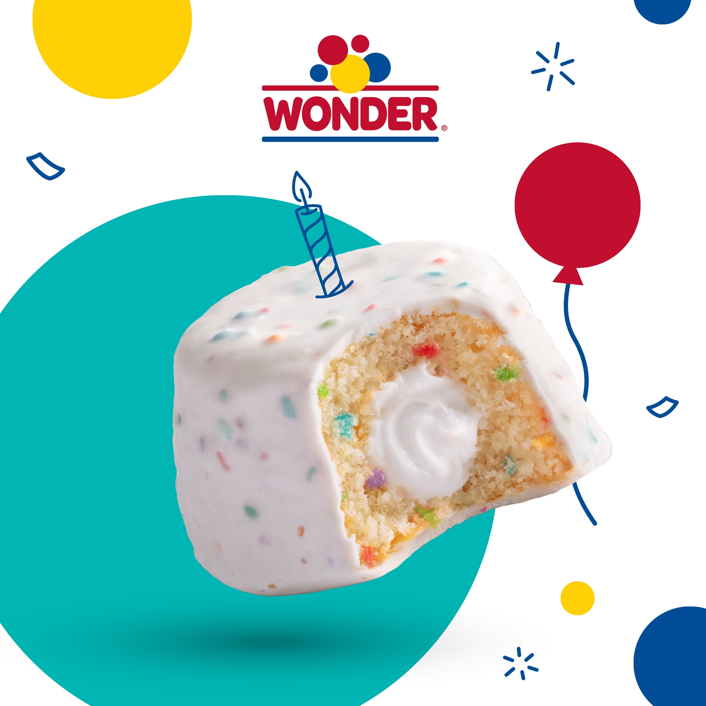 (3 pack) Wonder Crème Filled Confetti Cakes, Birthday Cake Inspired Snack Cakes, 10.5 oz, 6 Count