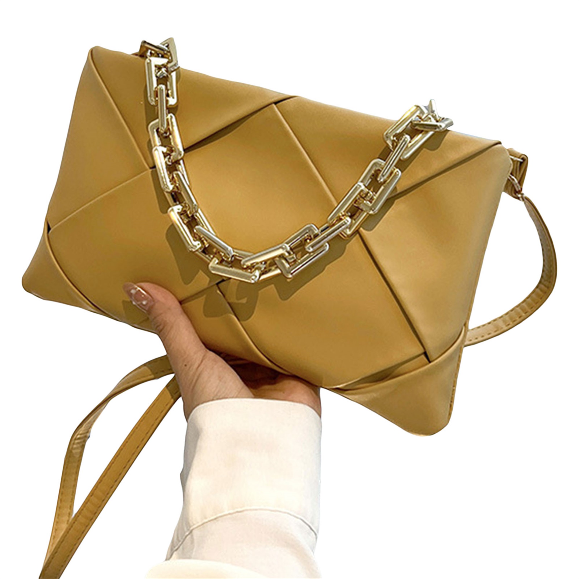 Blotona Women Shoulder Bag Solid Color Leather Underarm Handbag