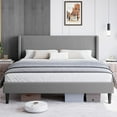 thumbnail image 1 of King Size Bed Frame, Luxurious Velvet Upholstery Platform Bed with Wingback Headboard, Wooden Slat Support, Easy Assembly, No Box Spring Need, Light Gray, 1 of 7