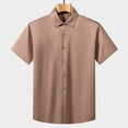 thumbnail image 3 of HOOMEUMY Mens T- Shirts Lapel Button Shirts Soft Basic Shirt Casual Lightweight Solid Color Relaxed Short Sleeve Blouses (Khaki,XL), 3 of 3
