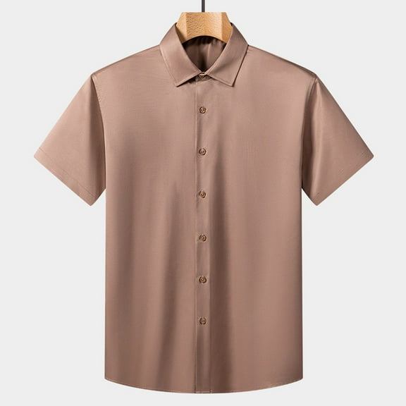 Goodtrade8 Short Sleeve T-Shirts for Men Summer Collared Button Solid Color Casual Button up Outdoor V-Neck Big and Tall Mens Shirts
