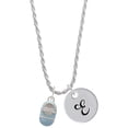 thumbnail image 1 of Delight Jewelry Silvertone Light Blue Baby Shoe with Crystal Strap Silvertone Script Initial Disc - E - Charm Necklace, 20"+3", 1 of 4