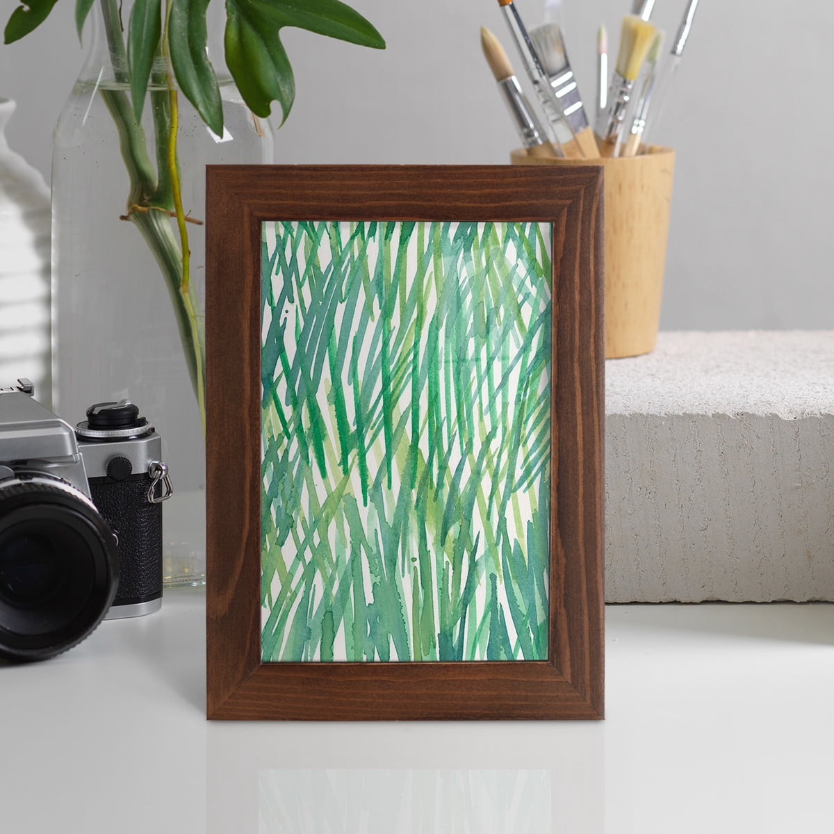 Just Grass I - Framed Print w/glass - Chestnut