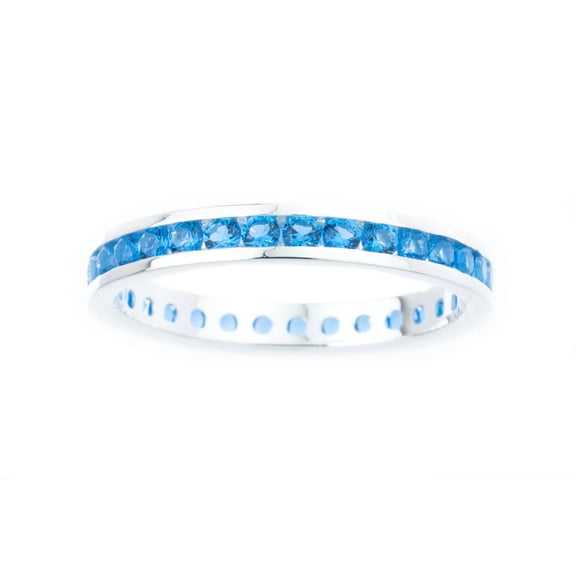 Channel-set Genuine Blue Topaz December Birthstone ring in Sterling Silver