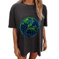 thumbnail image 1 of Blusa de manga corta de verano con estampado de tierra gótica vintage para mujer Pompotops hfajkhk138583, 1 of 9
