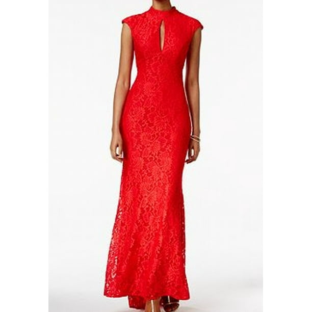 Betsy & Adam - Betsy & Adam NEW Red Womens Size 8 Floral-Lace Cutout Gown Dress - Walmart.com