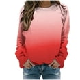 thumbnail image 2 of Chandails à Capuchon de Mode pour Femmes 2023 Manches Longues Décontractées Dégradé Jour Impression Col Rond Chandail en Molleton Col Rond Chandail Tunique Hauts 50 % de Rabais Liquidation Costumes Halloween/noël, 2 of 5