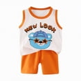 thumbnail image 4 of TOWED22 Toddler Boys Clothes for Baby Boy Summer Outfits Sleeveless Tank Top and Shorts Set 1-4t(Orange,3-4 Y), 4 of 4