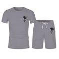thumbnail image 2 of SHIXIAOO Ensemble de Sport d'Été pour Hommes, Manches Courtes, Col Rond, Imprimé Noix de Coco, 3 Boutons, 2 of 4