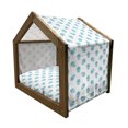 thumbnail image 2 of Alien Pet House, Portrait of Visitors from Above Invader of Worlds Abstract Humanoid Head Pattern, Outdoor & Indoor Portable Dog Kennel with Pillow and Cover, 5 Sizes, Blue White, by Ambesonne, 2 of 5