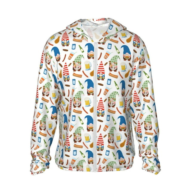 Fotbe Barbecue Gnomes Chaqueta con Protección Solar UPF 50+ para Hombre y Mujer, Camisa con Capucha y Bolsillos-Medium