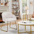 thumbnail image 4 of Alden Design Flower Shape Velvet Accent Chair with Golden Metal Legs for Livingroom, White, 4 of 12