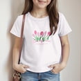 thumbnail image 2 of kpoplk Girls Basic Plain T Shirts 5-16 Years Kids Cotton Summer Tops Crewneck Short Sleeve Tees(White,1-2 Y), 2 of 5