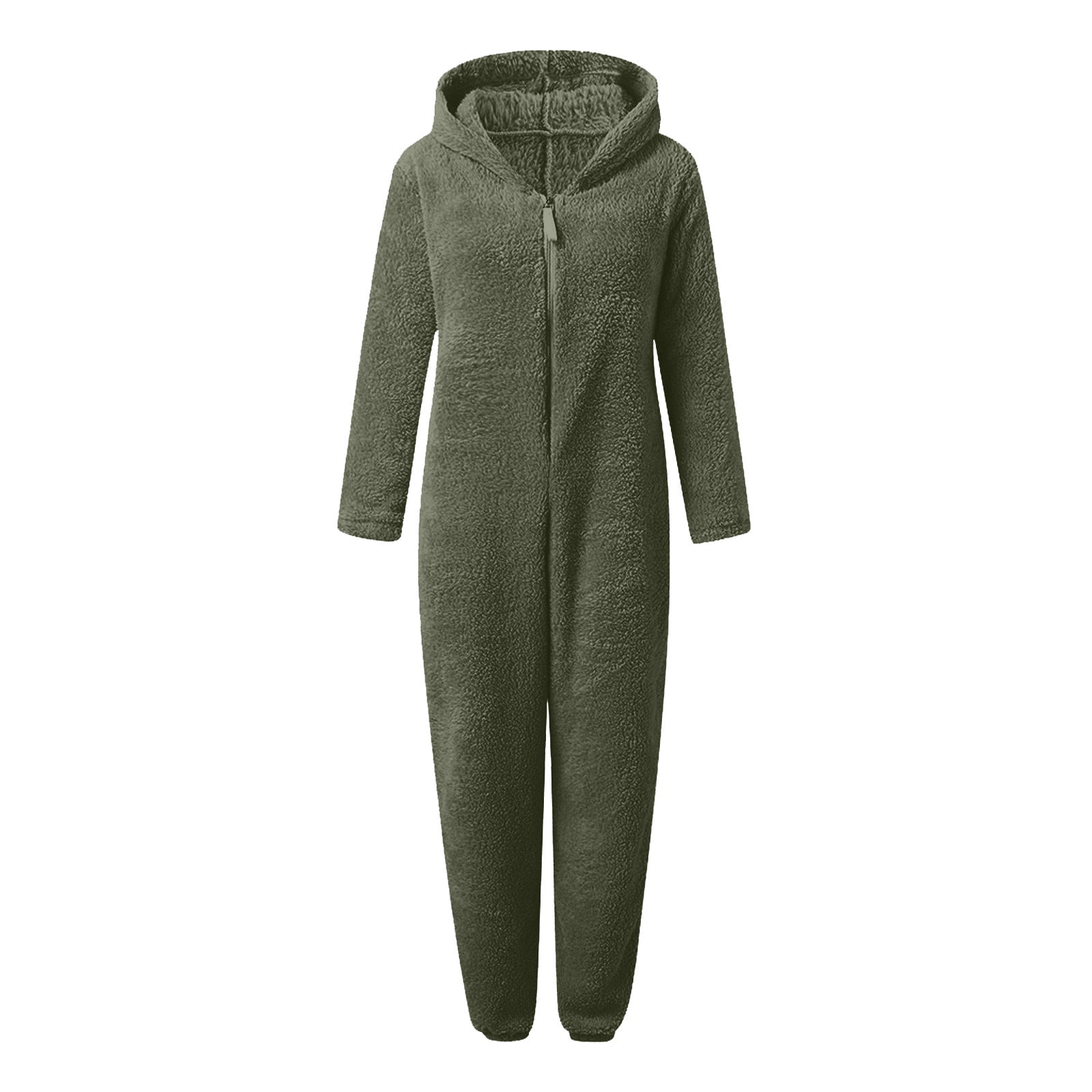 yievot Womens Fuzzy Fleece Onesies Pajamas Jumpsuit Warm Sherpa Romper Sleepwear Zipper Hooded Playsuit Loungewear