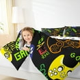 thumbnail image 4 of Homewish Teens Colorful Gamepad Full Size Comforter Sets,Cartoon Console Bedding Comforter Set,Green Black Yellow Bedding Sets For Boys Kids,Luxury Bedroom Decor Reversible,3 Pieces, 4 of 8