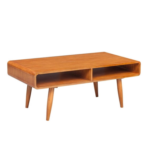 Offex Solid Wood Coffee Table with Storage - Natural Gray