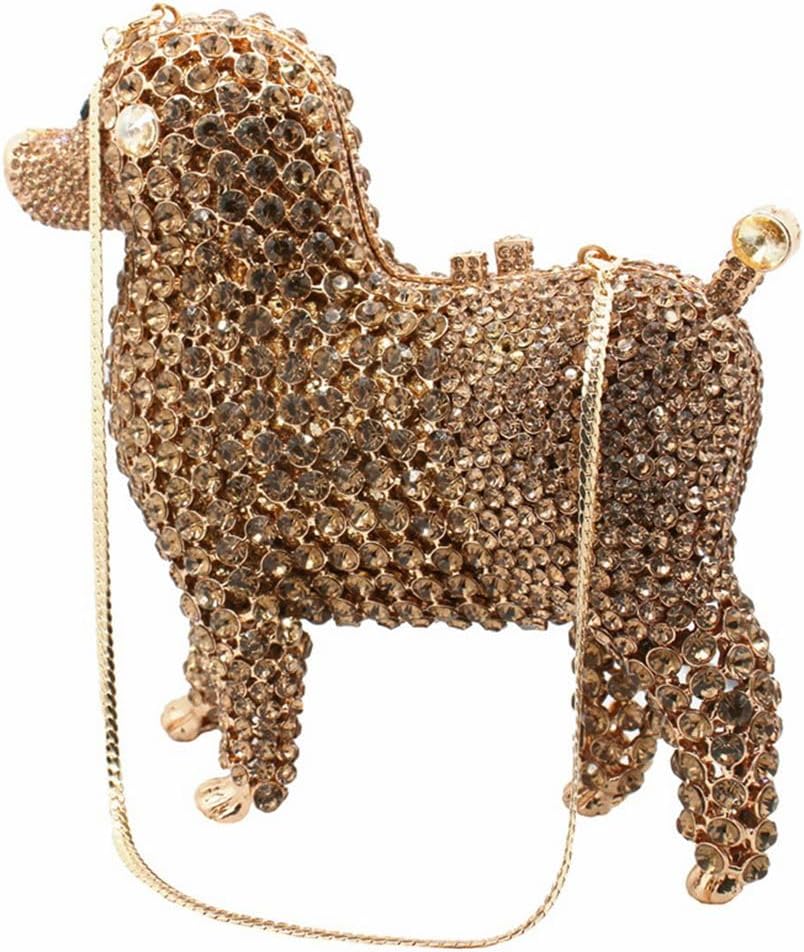 Baguery Luxury Poodle Rhinestone Clutch Purse for Women, Sparkling Crystal Evening Bag Wedding Party Phone-Friendly Animal Purse