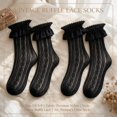 thumbnail image 2 of Stcellnmex 2 Pairs Black Women Lace Socks, Ruffle Frilly Ankle Socks, Cute Lolita Lace Trim Dress Socks for Accessories, 2 of 5