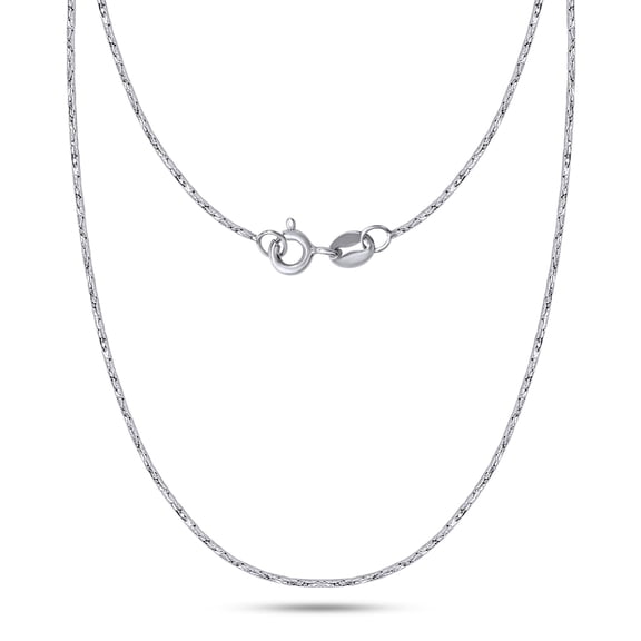 AFFY Cobra Chain Necklace for Women and Men Italian Crafted 0.70mm Twist Chain 18 Inch 14K White Gold Over 925 Sterling Silver with Spring Ring Clasp